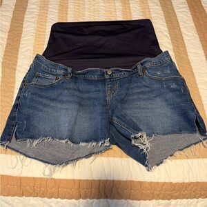 Abercrombie & Fitch Maternity Denim Cutoff Shorts - Dark Blue